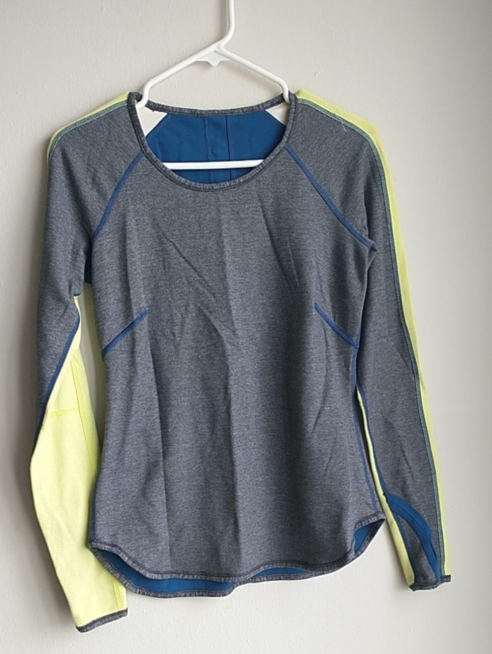 lululemon athletica Reversable  Gray Long-Sleeve Top with Neon Yellow Accents